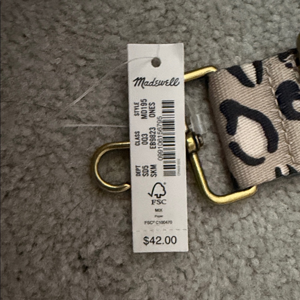 Madewell Animal Print Adjustable Handbag Strap with Gold Hardware - Picture 2 of 3